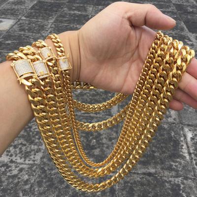 China Wholesale Hiphop New Cuban Link PVD 14K Real Heavy Gold Hip Hop Chain Necklace for sale