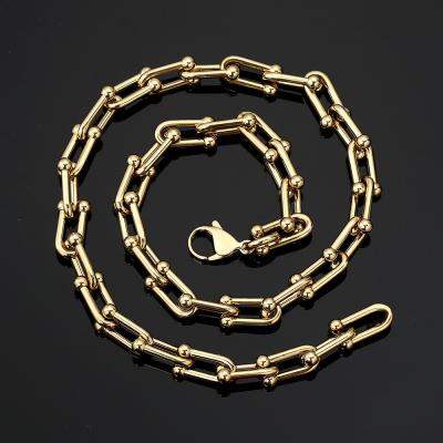 China Miss Jewelry New Design Hiphop Lock Chain Women Hera Bamboo U Shaped Necklace for sale