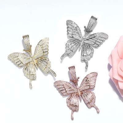 China 2020 New Design Women's Hip Hop Bling Rhinestone Rhinestone Crystal Butterfly Pendant Necklace for sale