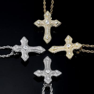 China High Grade Miss Jewelry New Arrival Hiphop Crystal Zircon Stone Gold Plated Cross Pendants for sale