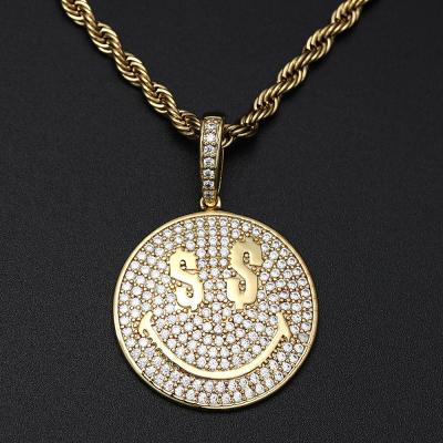 China Hiphop Factory Direct High Quality Gold Smiley Coin Diamond Pendants from Miss Jewelry New Arrival for sale