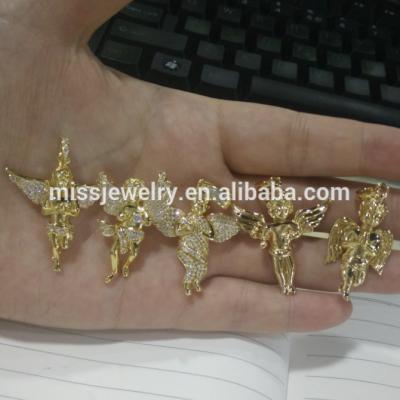 China Hip Hop Jewelry Angel Wing Charms Wholesale, Gold Angel Wing Hip Hop Pendant for sale