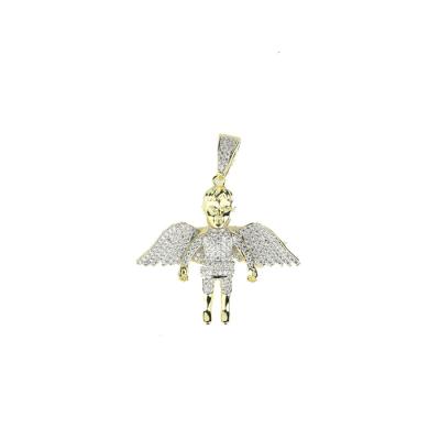 China Hip Hop Hip Hop Hip Hop Jewelry Miss Iced Out Men's Gold Angel Wings Pendant for sale