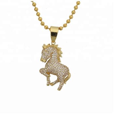 China 925 Sterling Silver or Brass Horse Pendant Necklace from Miss Jewelry Crystal Cubic Zircon Pave Diamond in gold for sale