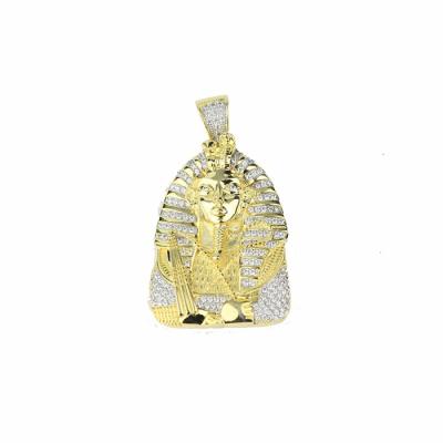 China Trendy Gold Silver Pharaoh Diamond Iced Out Big Jewelry Pendant Necklace for sale