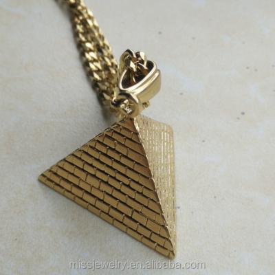 China Hip Hop Hip Hop 18K Gold Simple Pyramid Pendant Design, Saudi Gold pendant setsMJHP088 for sale