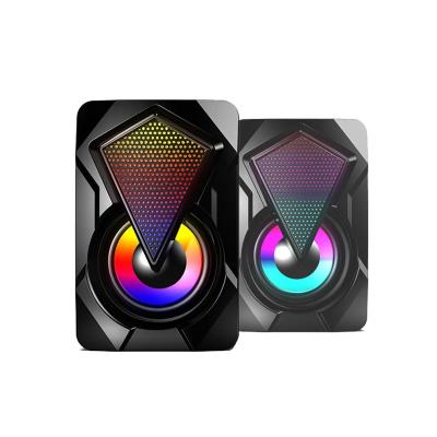 China No Hot Sales X2 Colorful LED Light RGB PC Speaker Wired USB Power Computer RGB LED Gaming Speaker for sale