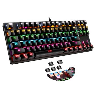 China Anti-ghosting Best Selling 87 Keys RGB Backlight Wired Mechanical Gaming Keyboard Blue Switches Gamer Keyboard for sale