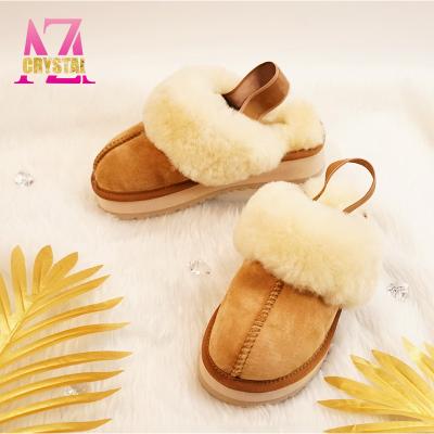 China Fashion trend USA wool fur boots for women fashion customization wholesale wool sheepskin slides for women slippers for sale