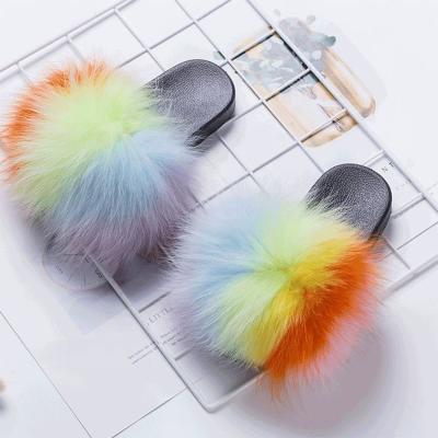 China Anti-slippery soft ladies fur sandals/female fur slippers/women fur slides for sale