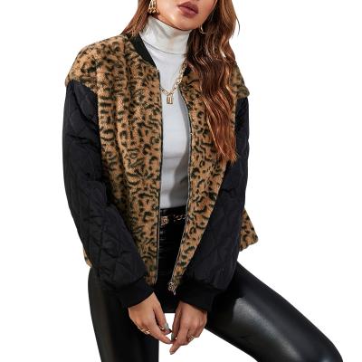 China Factory Reversible Custom Women Coats Leopard Fleece Thick Winter Coats Front Zipper Jacket Thicker for sale