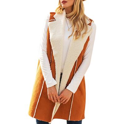 China Factory Reversible Custom Thick Coat OEM Office Lady Long Sleeveless Jacket Coat Notched Collar Heater Coats for sale