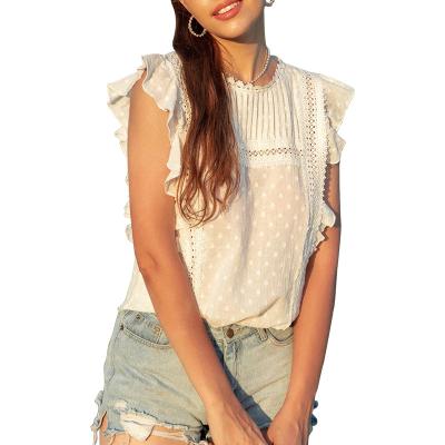 China QUICK DRY Customized Vintage Ladies Shirt O Neck Summer Casual Lady Sleeveless Top Elegant Office Breathable Top Blouses for sale