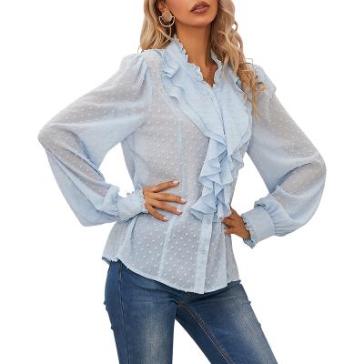 China Breathable Factory Customized Plus Size Female Clothing Long Sleeve Elegant Office Lady Career Blouses Breathable Women Blouse for sale