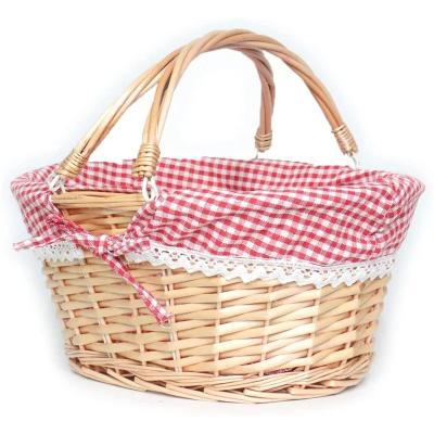 China China Wicker Basket Gift Baskets Empty Willow Woven Picnic Basket With Oval Handle for sale