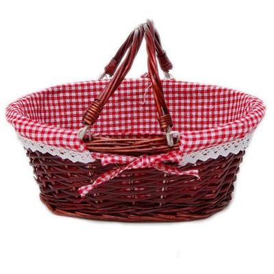 China Europe Easter handmade empty wicker basket with fold handle for sale