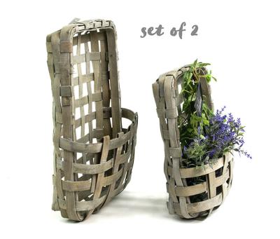 China Viable Decorative Home Decor Tobacco Wall Tobacco Basket With Gray Wash Color for sale