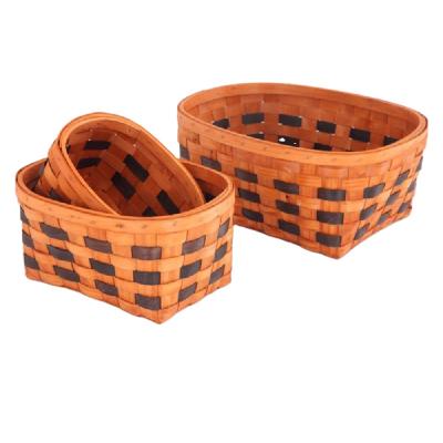 China China Woodclip Storage Basket Natural Weave Wooden Basket With Handle for sale