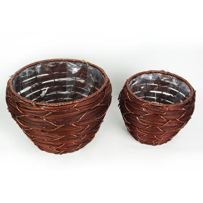 China New Design China Europe Style Natural Metal Frame Clip Plant Wooden Flower Pot for sale