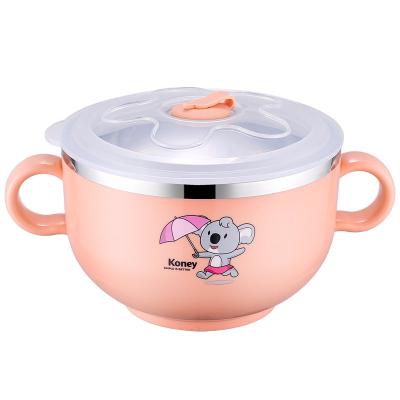 China Contemporary Wholesale Kids Stainless Steel Bowl With Lid Baby Heat Insulation Bowl for sale