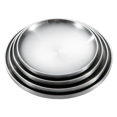 China Convenient China Manufacturer Double-Wall Stainless Steel Dinner Plate Round Food Tray for sale