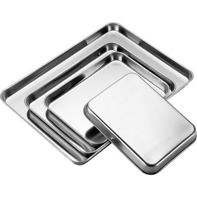 China Convenient China Manufacturer SS430 Square plate Stainless Steel Food tray wholesale serving trays Trays set serving for sale