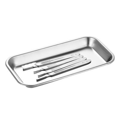 China Best Quality SS304 Convenient Square Dish Stainless Steel Tray Mirror Dental Medical Flat Serving Tray for sale