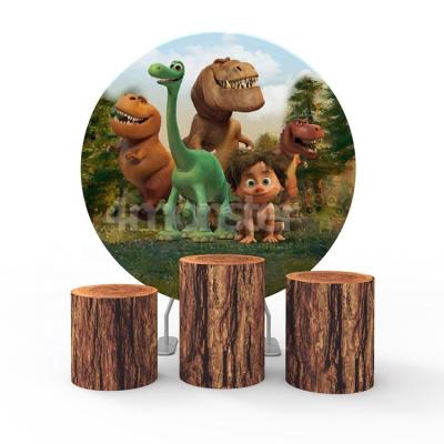 China Advertising Promotion Easy To Wear Dinosaur Theme 2m Round Backdrop With Pedestal Stand For Boys for sale