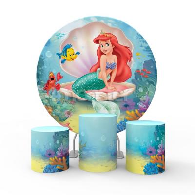 China Advertising Promotion Mermaid Theme Heat Transfer Printing 2m Circle Party Backdrop Stand for sale