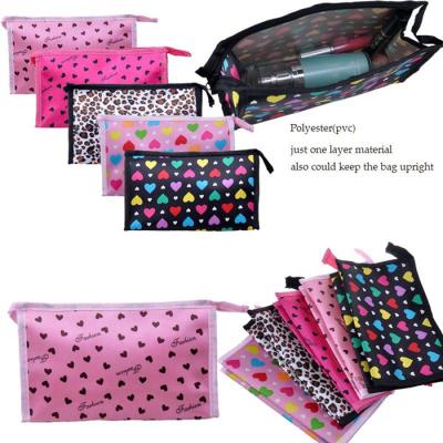 China Promotional Nylon Dots Printed Travel Cosmetic Bags / Cosmetic Train Cases for sale