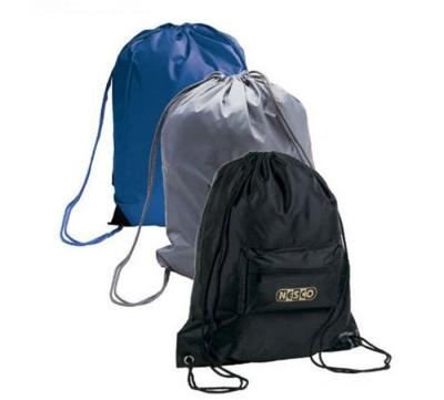 China Black / Blu / Grey Promotional Gift Bags Polyester Drawstring Backpack for sale