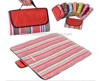 China Red Stripes Outside Foldable waterproof Picnic mat Blanket for Camping / Travel / Promotional for sale