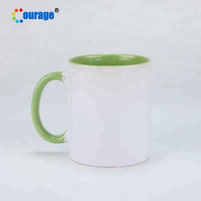 China Viable high quality colorful handle and inner empty china sublimation mugs wholesale for sale