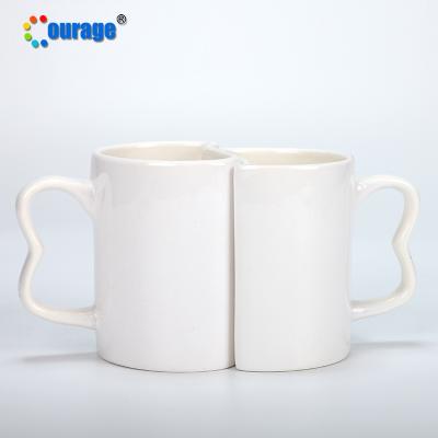 China Sustainable 11oz Ceramic Sublimation Lover Couple Sublimation Coffee Mugs Custom Logo for sale