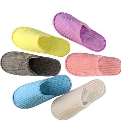 China Hot Sales Indoor High Quality Disposable Coral Slippers Cotton Fleece Hotel Slippers Customized Logo Hotel Amenities Industry for sale