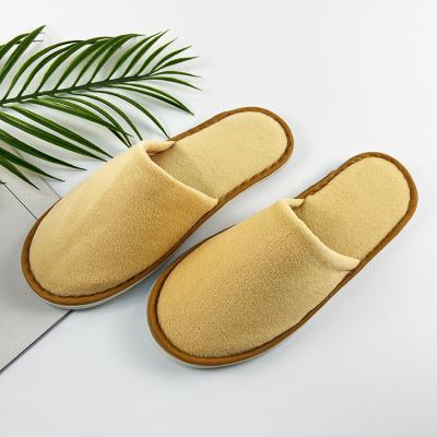 China Non-slip Yellow EVA Hotel Guest Slippers Hotel Amenities Hotel Amenities Cotton Dense Disposable Dense Velvet for sale