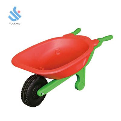 China Factory China YF-06011 Single Wheel Wheelbarrow Toys Kids Toys HDPE Plastic Plastic Educational Material Wheelbarrow For Children for sale