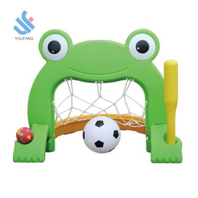 China YF-05035 Plastic Playground Cartoon Sport Toys Indoor Outdoor Plastic Playground Equipment Amusement Park Football Stand Soccer Goal for sale