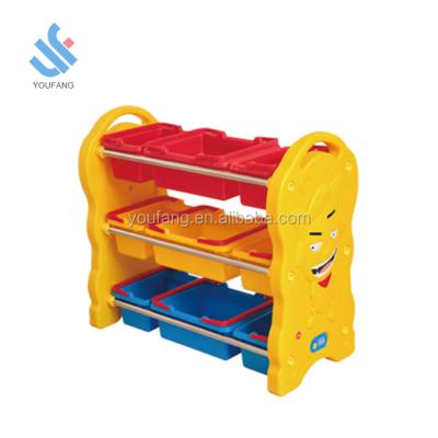 China YF-04005 CE Design Cartoon YF-04005 Children's Toy Shelf Plastic Multi-Storey Preschool Kids Toy Storage Shelf Plastic Furniture for sale