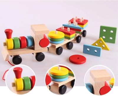 China YF-D1878 Portable Mini Pull String Train Set Interesting Colorful Wooden Toys For Children for sale