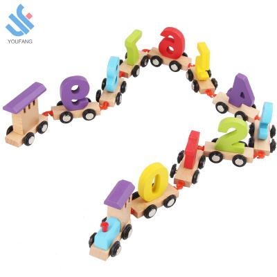 China YF-M410 DIY small digital train toys number train portable high quality children's educational children's digital wooden toys for sale