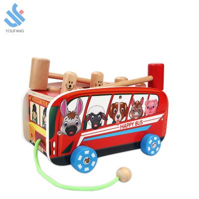 China Portable YF-M220 Kids Educational Toy Children Knock Play Toys Whac-a-mole Wooden Toy Bus Toy for sale