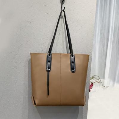 China Fashion Ladies Leather Trim New Fashion Women Tote Bags Top Handle Satchel Luxury Handbags Shopping Bag for sale