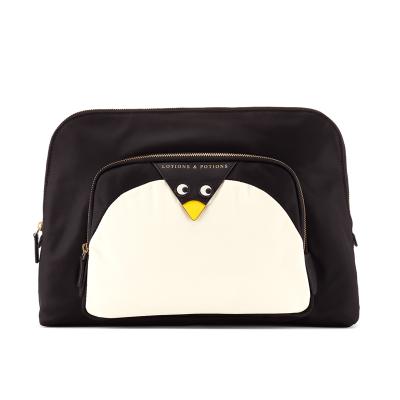 China Lady Custom Fashion Made Penguin 3d Waterproof Nylon Travel Logo Sticker Patches Small Cosmetic Bags for sale