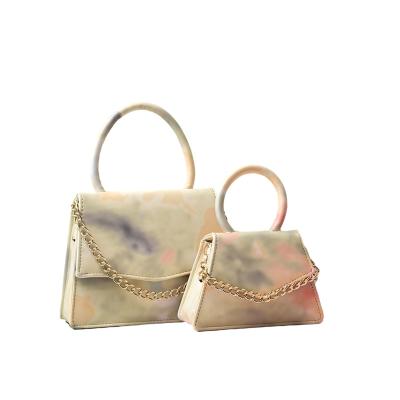 China Fashion Tie Dye Matching Leather Two Piece Set Of Famous Brand Purses And Purses Handbags for sale