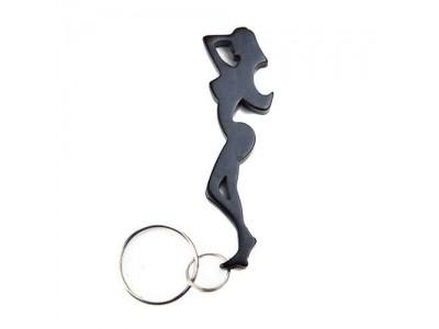 China Aluminum Woman Bottle Opener Keychain,Funny woman shape aluminum beer bottle opener, anodized black color, key ring atta for sale