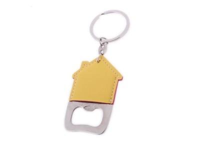 China Stainless Steel House Shape Bottle Opener with PVC Case,Custom promotion gift, stainless steel house shape key tag bottl for sale