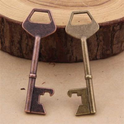 China Die Casting Innovative Wedding Favor Engrave Antique Key Shape Beer Bottle Opener Keychain, Cheap Promotion Gift for sale