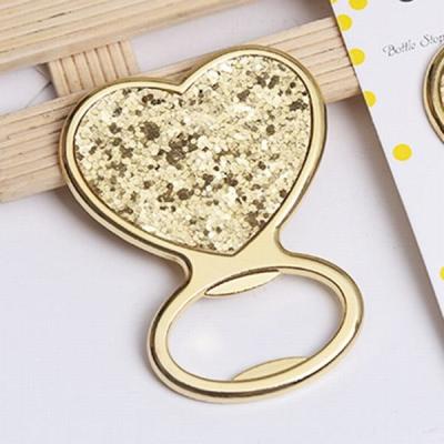 China Cool Innovative wholesale wedding favor, fancy gift, gold plating heart shape wedding ring bottle opener for sale