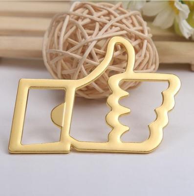 China Coo Innovative Wedding Favor Gold Plated Thumb Up Like Beer Bottle Opener, Promotion Gift for sale